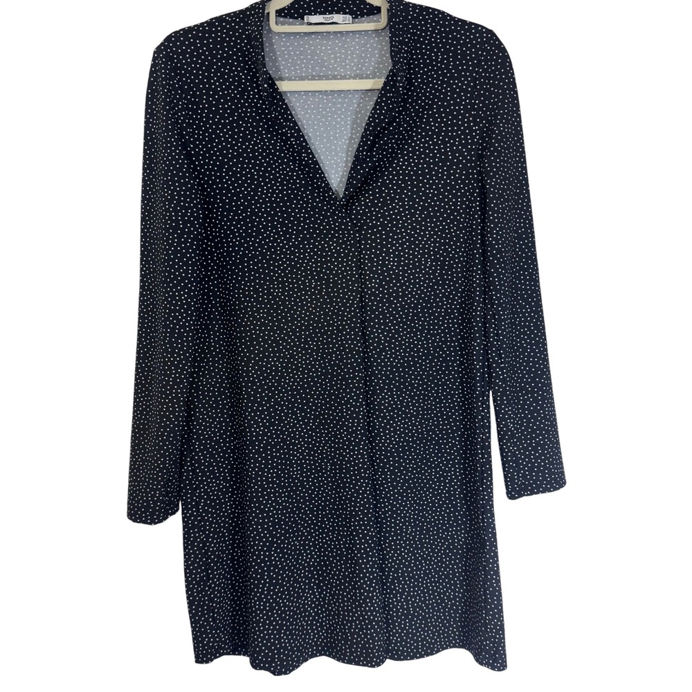 MNG Mango Basics Women Black Polka Dot Long Sleeve Mini‎ Dress Size S / USA 4